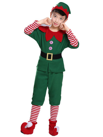 Christmas Costume Children's Christmas Elf Costume cosplay Parent-Child Costume Festival Adult Men and Women Green Christmas Costume