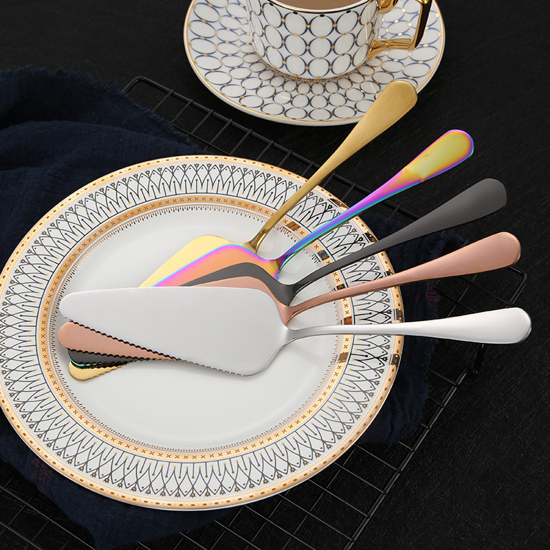 Factory direct baking tools with teeth pizza shovel spot stainless steel cake cheese shovel moon cake knife fruit fork