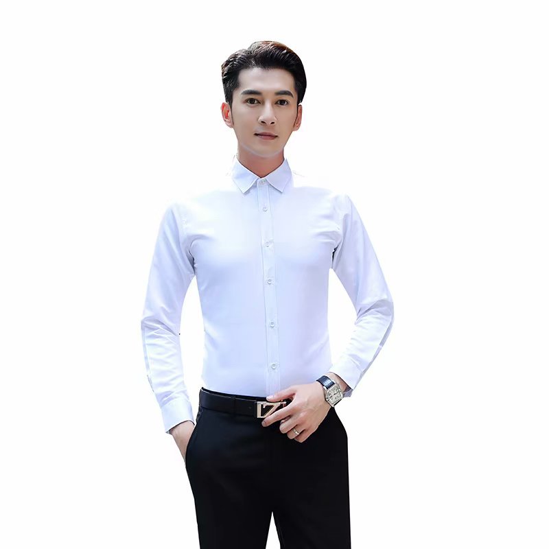 White Shirt Men's Long-sleeved Slim-fit Iron-free Solid Color Professional Business Dress Work White Men's Suit Shirt