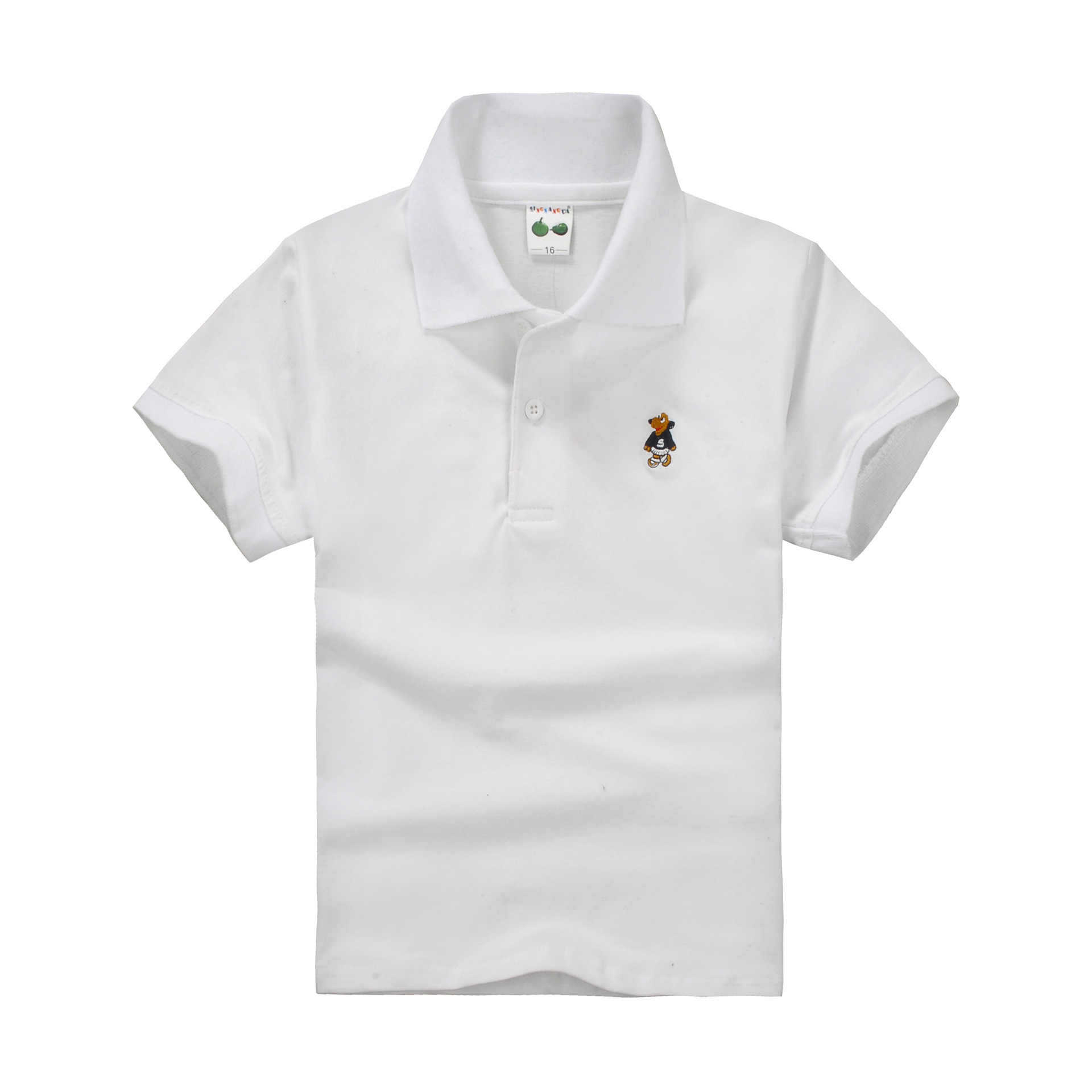 tshirt kids white T-shirt children polo shirt short sleeve cotton boys and girls lapel white school uniform a generation of hair