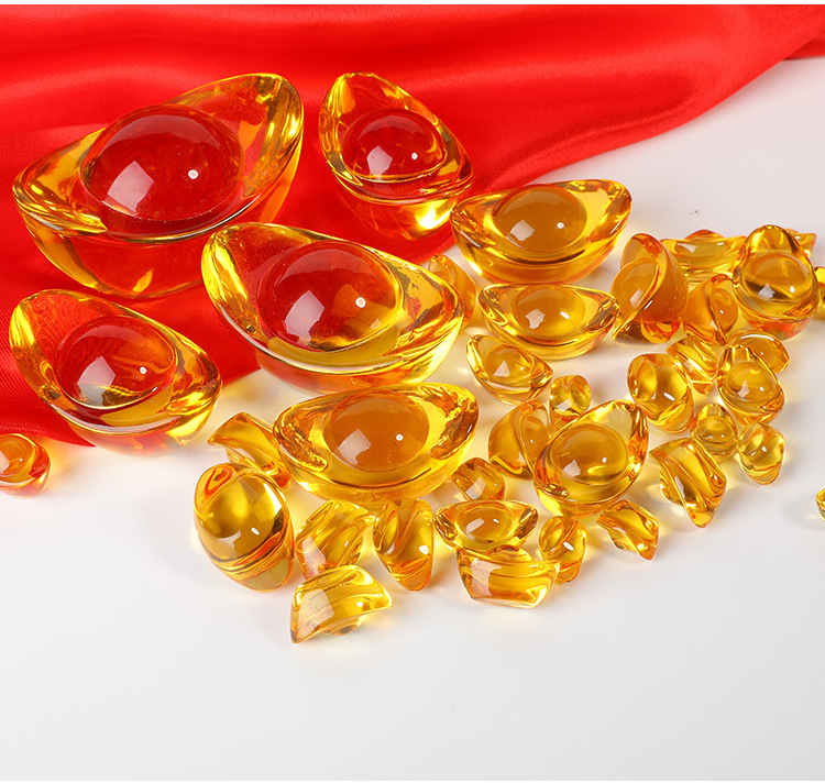 Crystal ingot ornaments size gold crafts put brass rice jar living room opening gifts home decoration