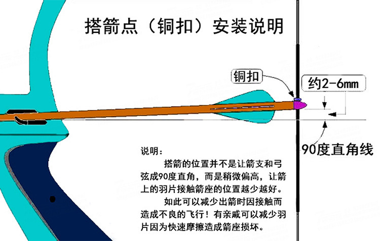 Bow and Arrow positioning Buckle archery copper Buckle arrow Buckle string Buckle bow string arrow point Brass noking Buckle