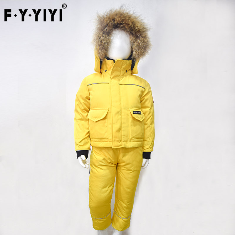 Новая одежда для детей пуховик из белого утиного пуха с воротником из настоящего енотового меха оптовая продажа