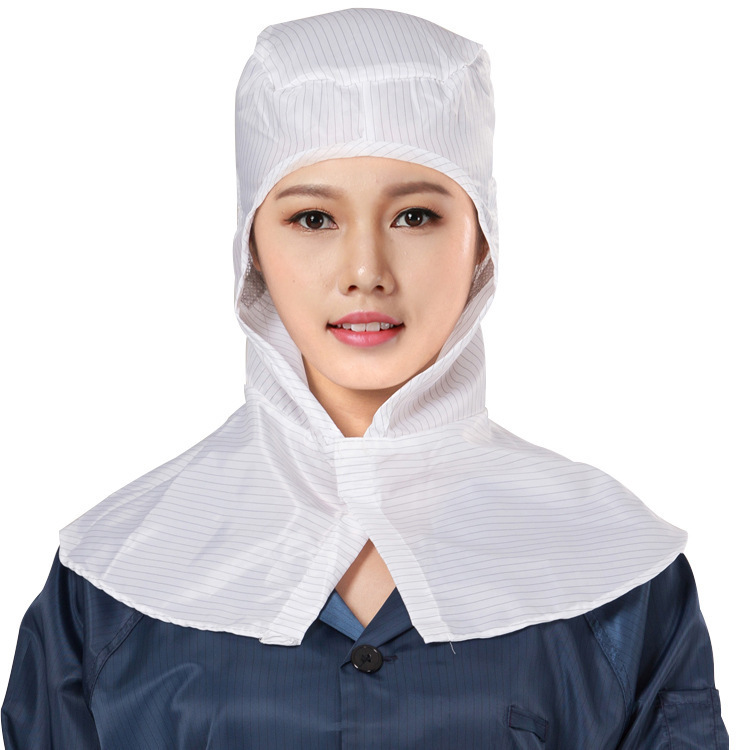 Anti-static shawl cap work clean cap breathable dust cap blue and white striped shawl cap workshop hat