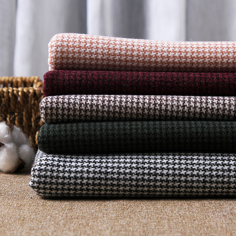 Autumn and Winter New Houndstooth Woolen Fabric Coat Skirt Suit Jacket Clothing Fabric Slub Woolen