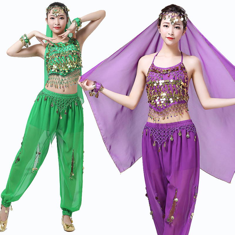 Sequin Tassel Dance Clothes, Belly Dance Clothes, Indian Dance Clothes, Stage Performance Clothes, Sequined Party Dance Clothes