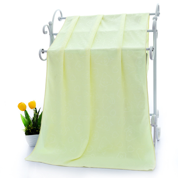 Factory wholesale embossed bear 75*35 absorbent three seconds quick drying towel small fiber towel gift towel
