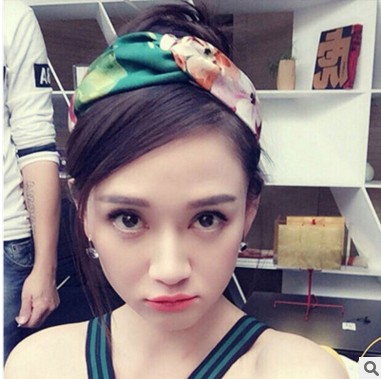 Spring and Summer Geranium Floral Fabric Chen Qiong's Same Style Cross Hairband Elastic Yoga Headband Updo Hat Ethnic Style