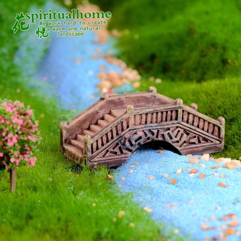 Palace Style Bridge, Small Bridge, Flowing Water, Simulated Stone Arch Bridge, Zakka Groceries, Micro Landscape Resin Ornaments