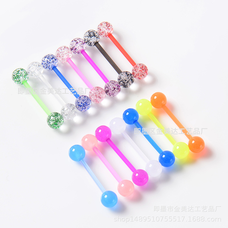 Иностранная торговля, UV пирсинг-украшения для языка, акриловые стержни для языка, светящиеся кольца для языка