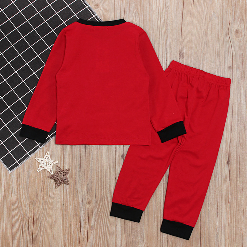 Children's European and American Spring and Autum Boys' Christmas Long-sleeved Tops + Pants Two-piece Set Home Clothes Kidsren's Clothing ins