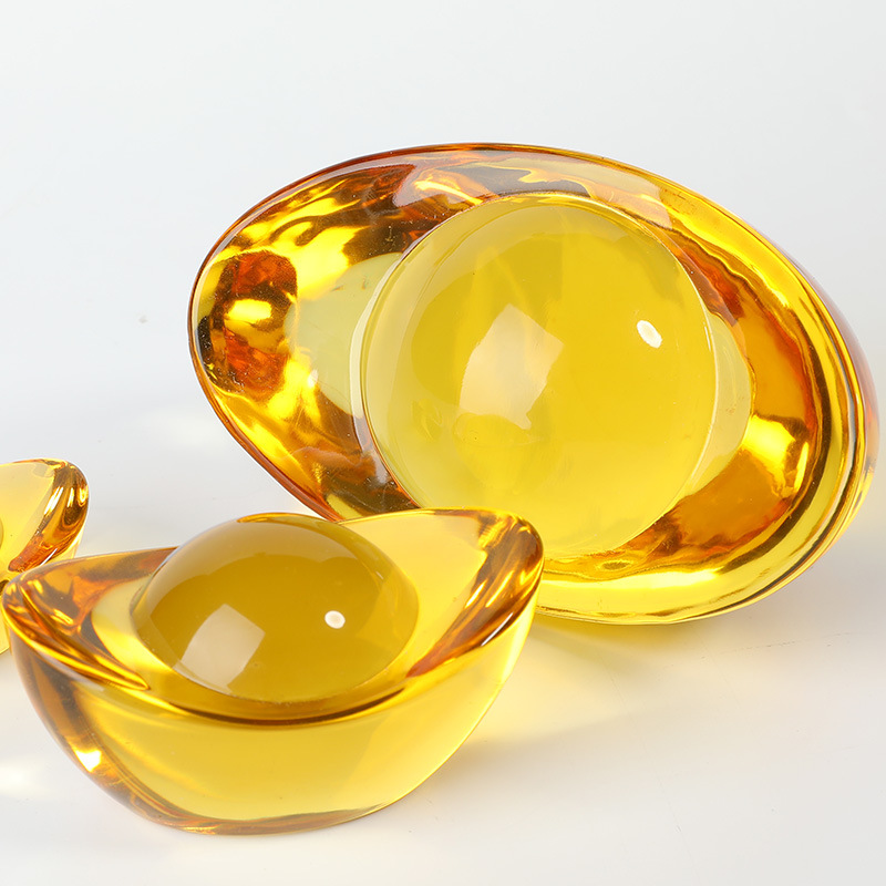 Crystal ingot ornaments size gold crafts put brass rice jar living room opening gifts home decoration