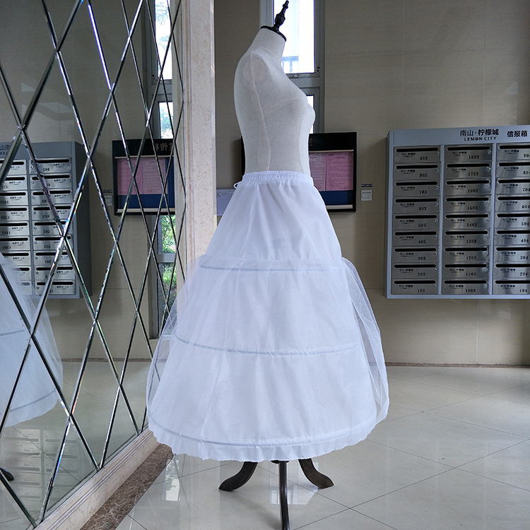 Wholesale bridal wedding dress skirt three circles 1 yarn hard mesh tuft skirt lining elastic waist three steel one yarn skirt