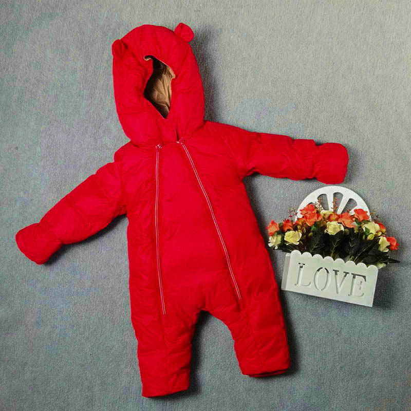 New Children's Clothing White Duck down Hooded Romper Baby with Shoe Cover down Jacket Six Colors in Stock Drop Shipping