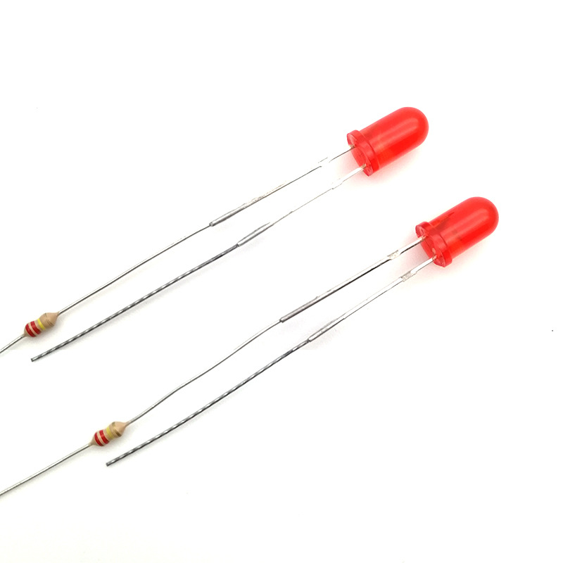 Socket signal indicator light 220V neon light with resistor and wire processing, 5mm small LED light emitting diode
