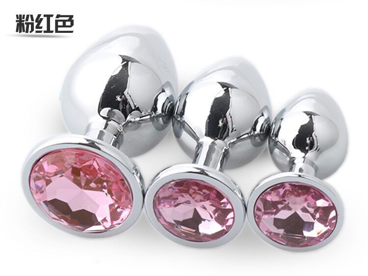 Sex toys sm metal round anal plug suit back court anal expander plug anal gem rhinestone source wholesale manufacturer