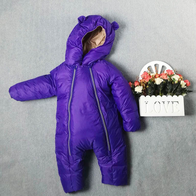 New Children's Clothing White Duck down Hooded Romper Baby with Shoe Cover down Jacket Six Colors in Stock Drop Shipping