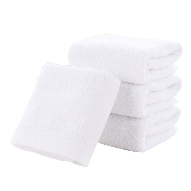 Wholesale hotel disposable white towel embroidered LOGO kindergarten restaurant hand towel white towel