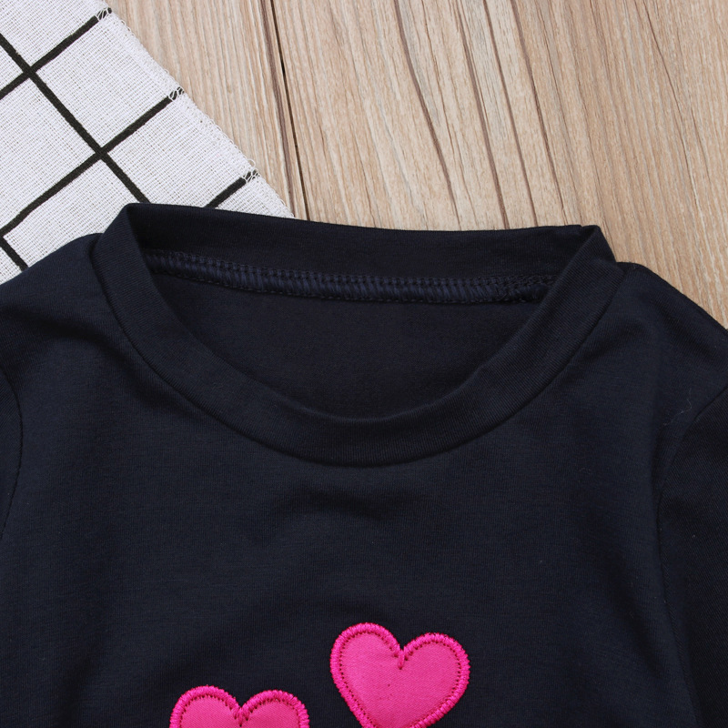 Children's European and American Spring and AuTum Girls love HearT Long-sleeved T-shirT + PanTs Two-piece SeT Home CloThes Kidsren's CloThing ins