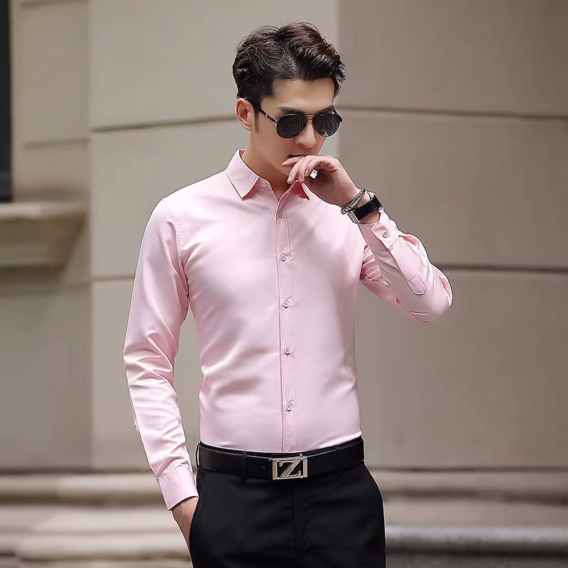 White Shirt Men's Long-sleeved Slim-fit Iron-free Solid Color Professional Business Dress Work White Men's Suit Shirt