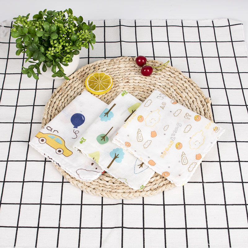Xisong Generation Cotton Handkerchief Double Gauze Handkerchief Baby Spit Towel Small Square Towel Baby Milk Towel Printed logo
