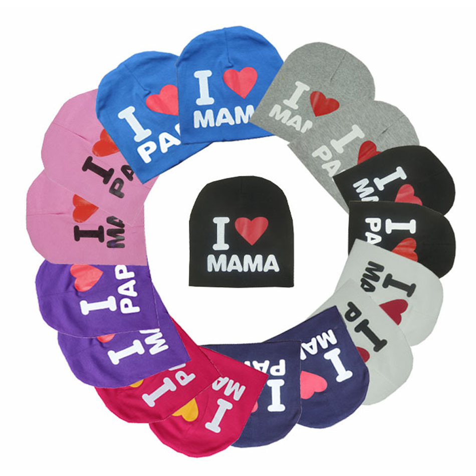 Шапка с надписью 'Я люблю маму и папу', детская шапка