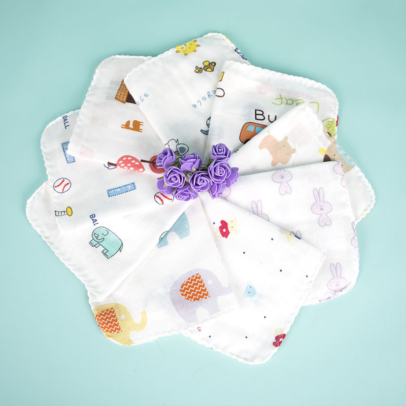 Xisong Generation Cotton Handkerchief Double Gauze Handkerchief Baby Spit Towel Small Square Towel Baby Milk Towel Printed logo