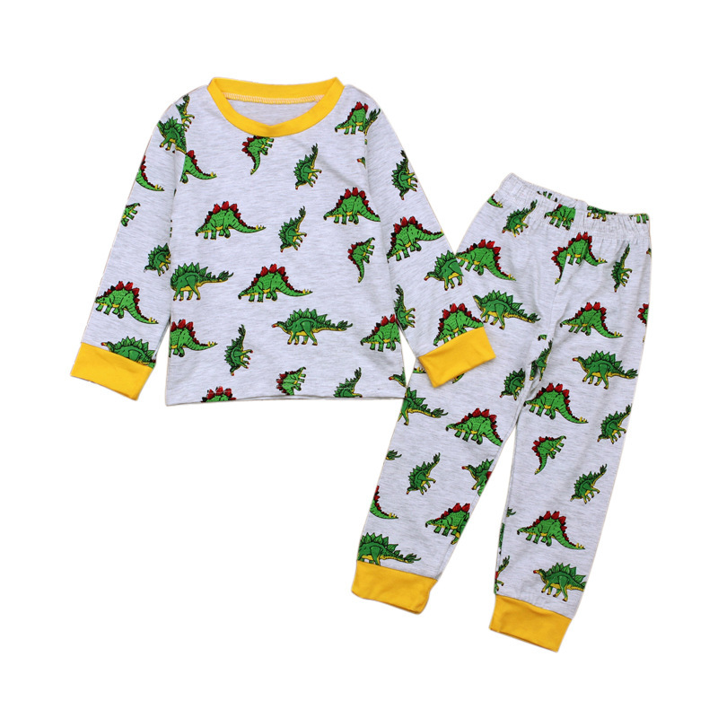 Children's European and American Spring and AuTum Boys' Dinosaur Long-sleeved T-shirTs + PanTs Two-piece SeT Home CloThes Kidsren's CloThing ins