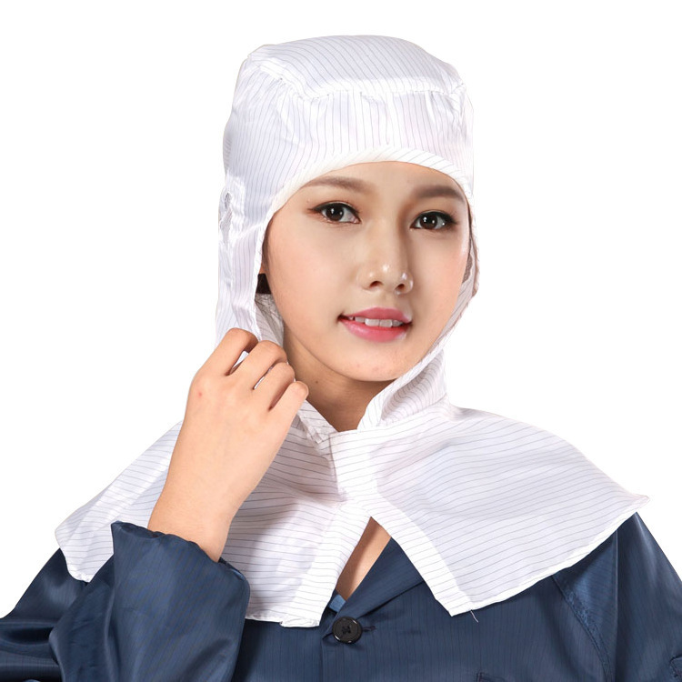 Anti-static shawl cap work clean cap breathable dust cap blue and white striped shawl cap workshop hat