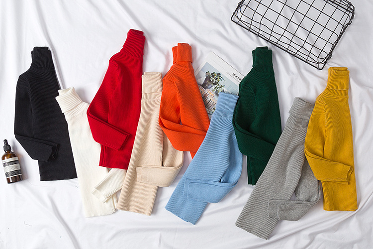 Корейский свитер, однотонный, осень и зима, трикотажный свитер для детей