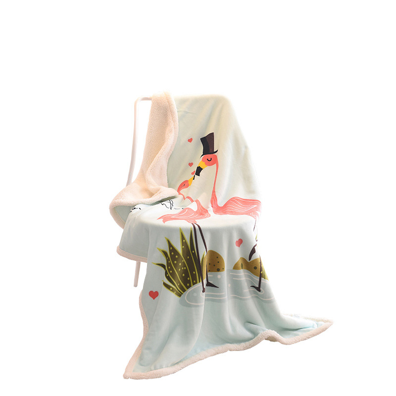 Cartoon Double Layer Brushed Cashmere Lambskin Blanket Children's Blanket Thickened Air Conditioning Cover Blanket Sofa Blanket Baby Baby Animal Blanket