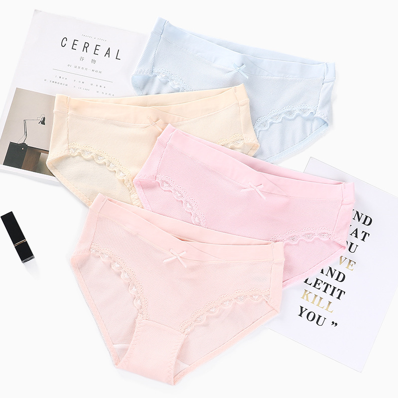 Белье для беременных из чистого хлопка неантибактериальное дышащее кружевное низкая талия поддержка живота