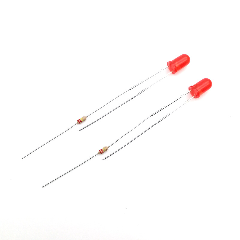 Socket signal indicator light 220V neon light with resistor and wire processing, 5mm small LED light emitting diode
