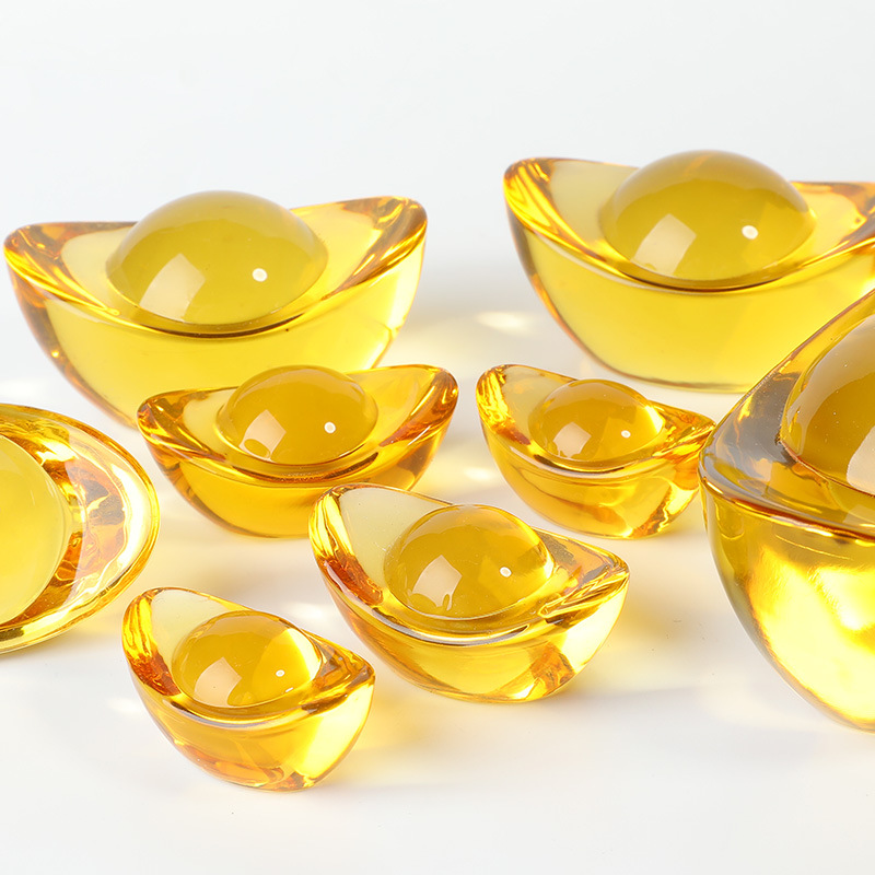 Украшения из кристаллического слитка, золотые изделия, латунная рисовая банка, подарки на открытие, украшение для дома