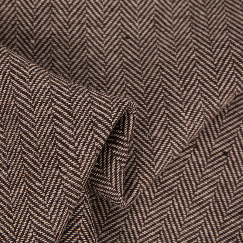 Autumn and winter woolen herringbone fabric suit coat fashion clothing woolen fabric factory direct supply