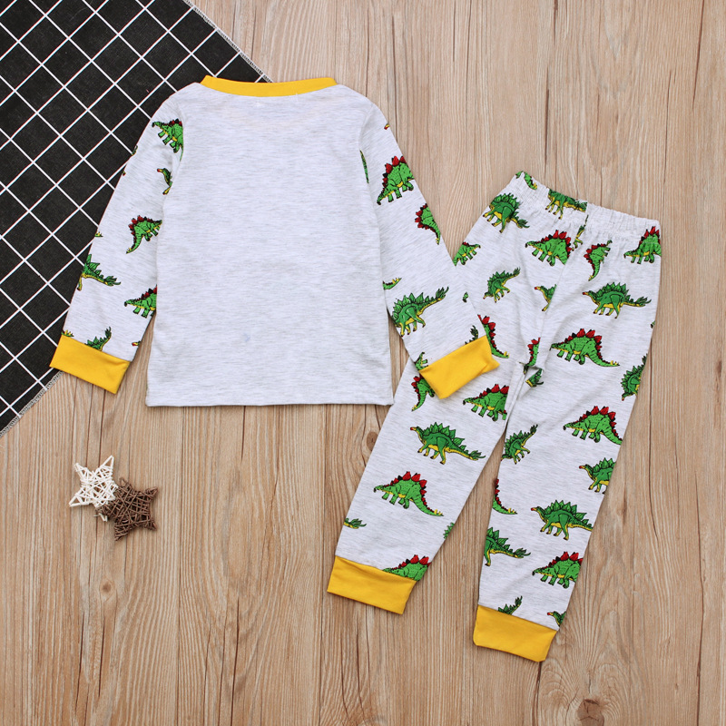 Children's European and American Spring and AuTum Boys' Dinosaur Long-sleeved T-shirTs + PanTs Two-piece SeT Home CloThes Kidsren's CloThing ins