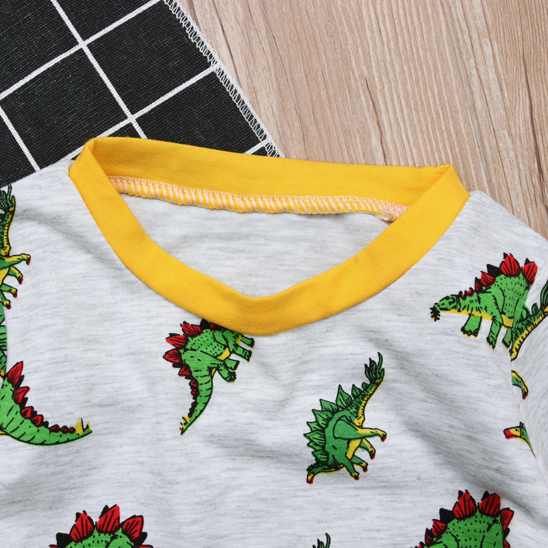 Children's European and American Spring and AuTum Boys' Dinosaur Long-sleeved T-shirTs + PanTs Two-piece SeT Home CloThes Kidsren's CloThing ins