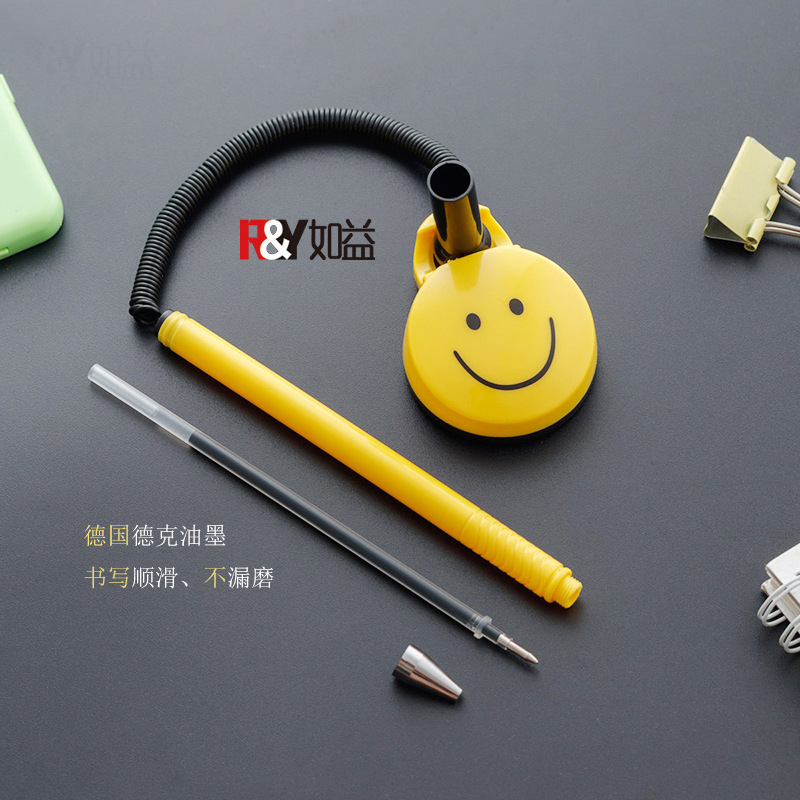 Desk Pen Custom logo Bank Fixed Sign Pen Custom Base Plastic Cabinet Front Desk Desktop Paste Gel Pen