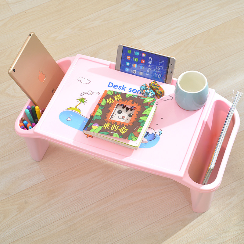 Children's Lazy Desk Plastic Small Dining Table Bed Laptop Table Baby Learning Table Factory Printing LOGO