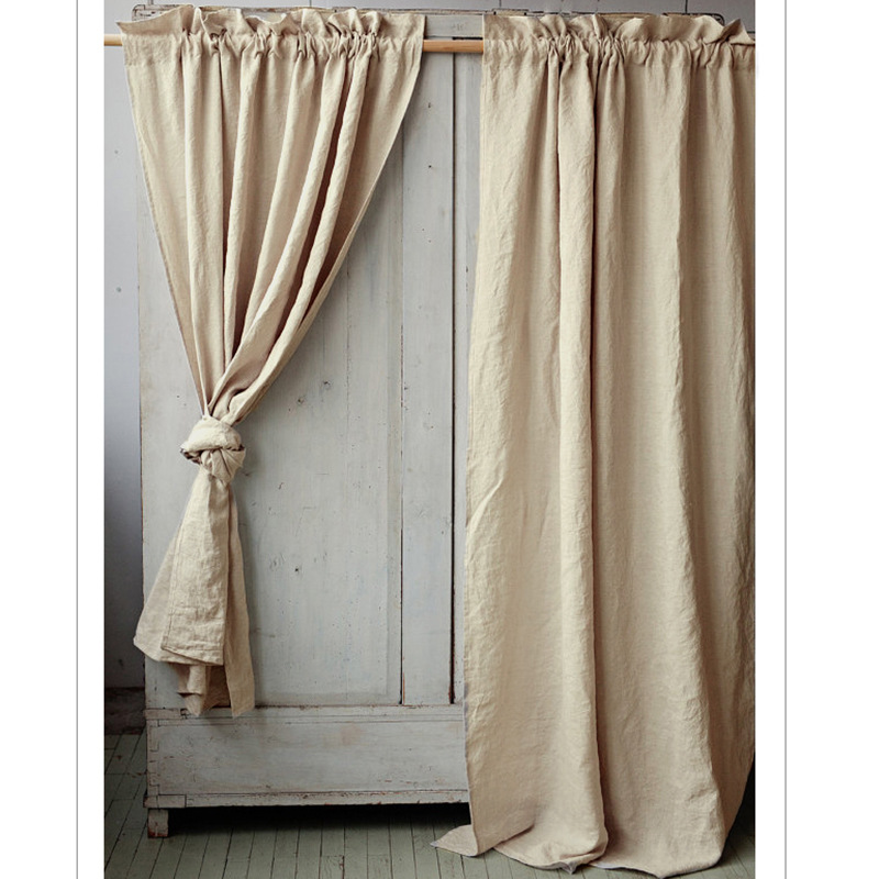 Pure Linen Curtain Shading Custom Washed Linen Shower Curtain Cloth Curtain Zen Curtain Cloth Modern Simple Cotton Linen