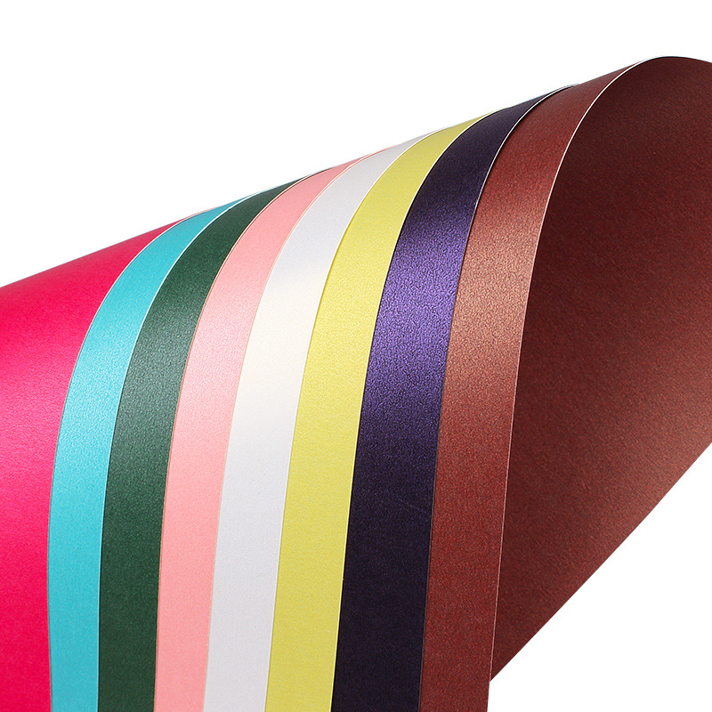 Factory Direct Sales 250g Pearlescent Paper Colorful Spray Cardboard Wrapping Paper A4 Colorful Pearlescent Cardboard Special Paper Can Be Cut