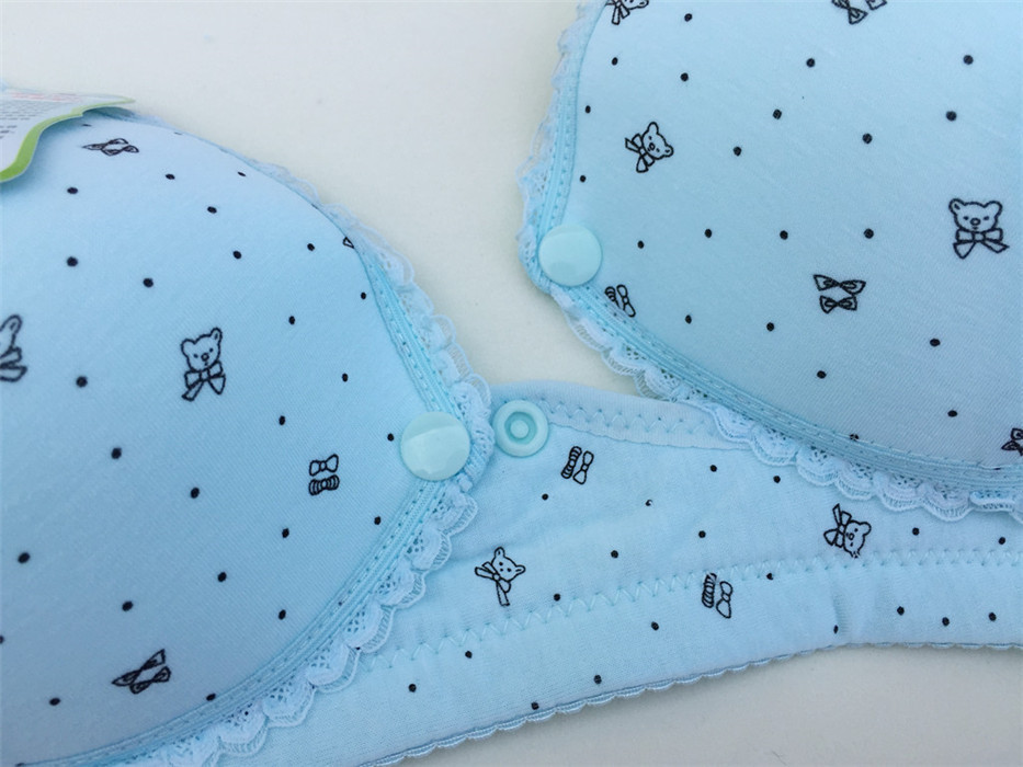 New Maternity Nursing Bra Pure Cotton Front Button Printed Vest with Four Rows and Four Buttons Nursing Bra