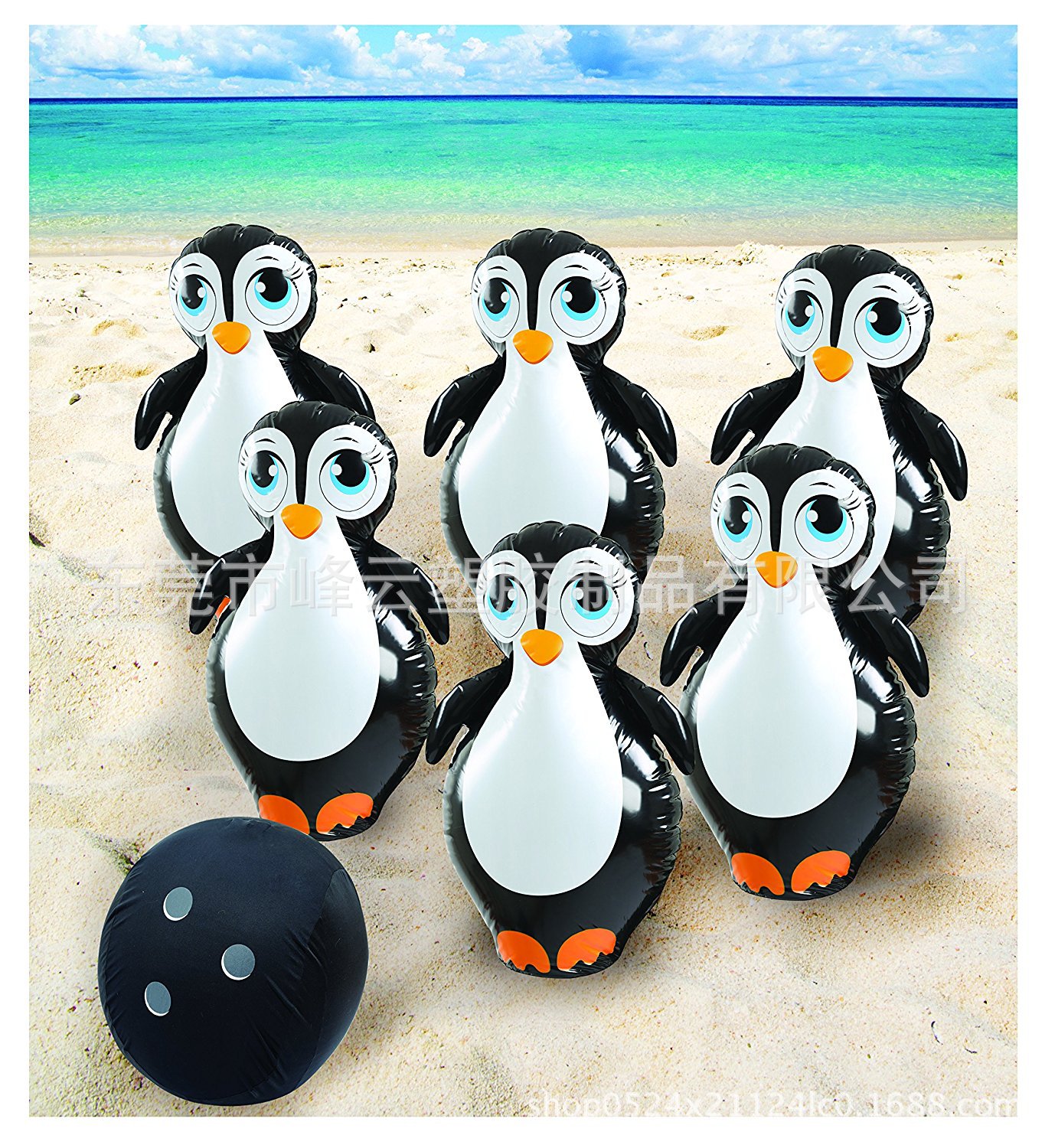 Professional Dongguan Manufacturer Produces Pvc Inflatable Bowling Toy Penguin Ball Kidsren's Home Bowling Set