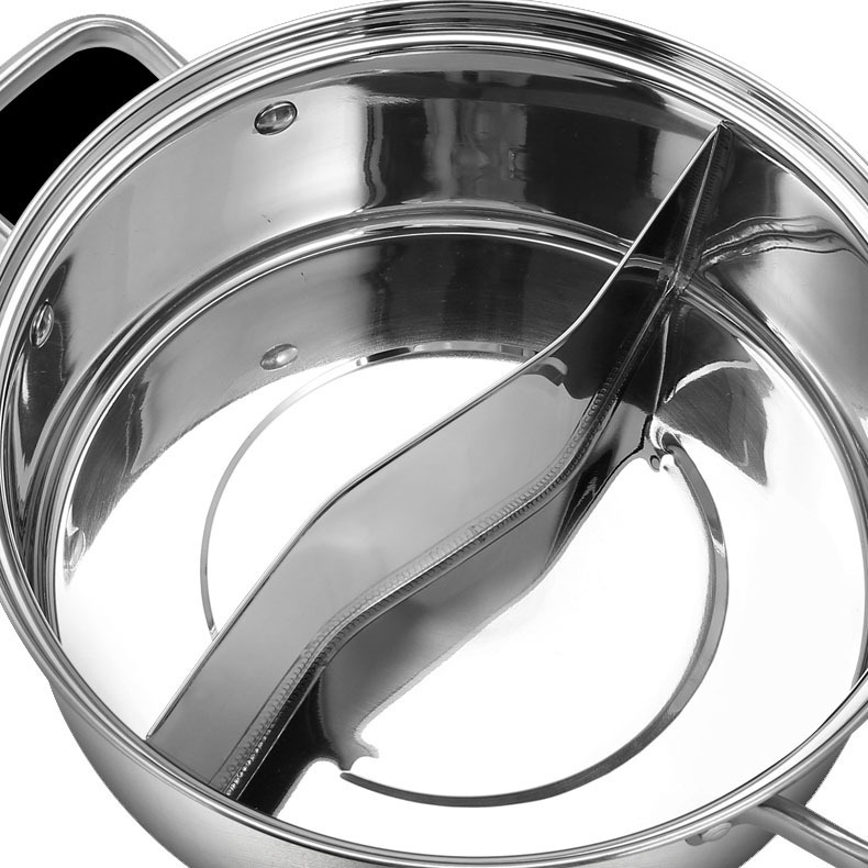 304 Stainless Steel Mandarin Duck Pot Induction Cooker Pot Two-Flavor Hot Pot Pot Double Bottom Hot Pot Basin Large Capacity Household Commercial Pot