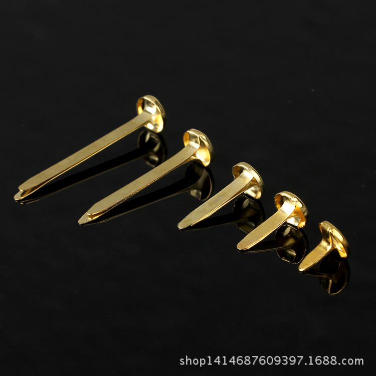 Cross-Border Handmade Two-Pronged Nails, Eco-Friendly Electroplated Gold Thumbtacks, Metal Double-Pronged Nails, Eight-Pronged Children's Iron 19 Nails