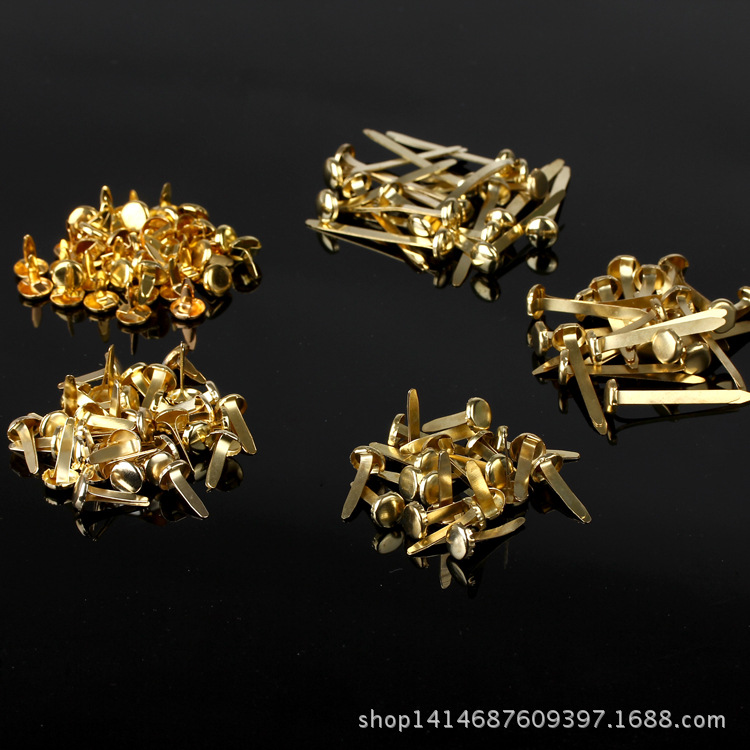 Cross-Border Handmade Two-Pronged Nails, Eco-Friendly Electroplated Gold Thumbtacks, Metal Double-Pronged Nails, Eight-Pronged Children's Iron 19 Nails