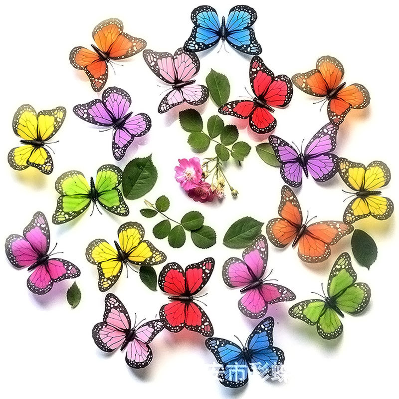 12cm flash monarch butterfly simulation pvc Butterfly Home decoration room beautification wall stickers decorative refrigerator stickers