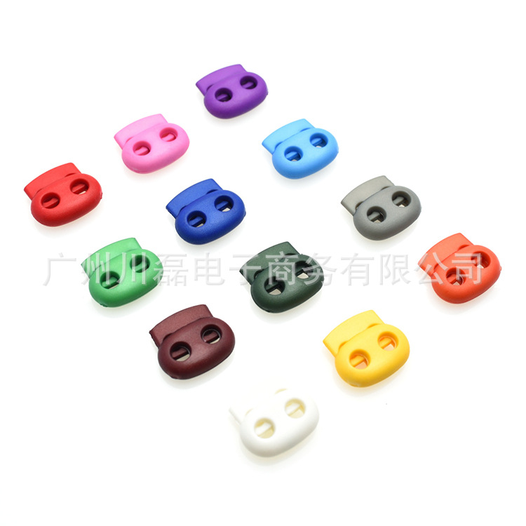 Color 5mm aperture plastic spring rope buckle double hole pig nose buckle rope elastic buckle rope belt adjustment buckle