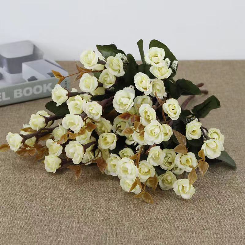Cross-Border fake flower 21 head autumn happy rose European-style artificial flower home decoration artificial silk flower mini Rose