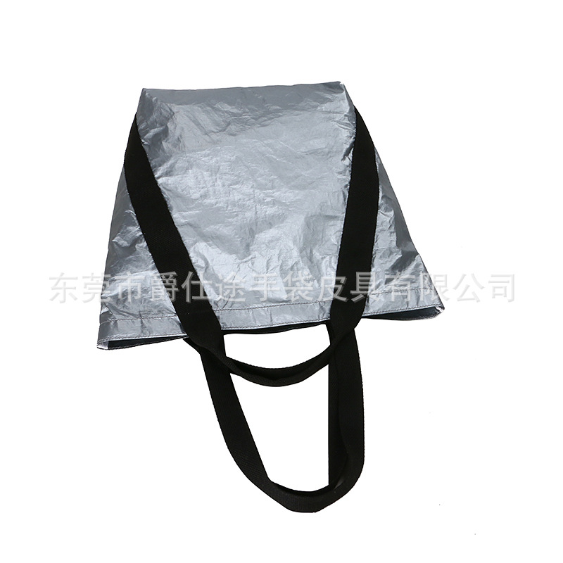 Trendy Dupont Paper Shoulder Bag, Gun Color Environmentally Friendly Tyvek Handbag, Waterproof Shoulder Shopping Bag